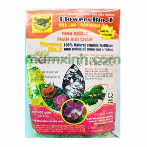 Phân Bón Đầu Trâu Hữu Cơ Khoáng Tan Chậm Flowers Bio.F Hoa Lan Cây Cảnh 400gr (36 Túi Lưới)